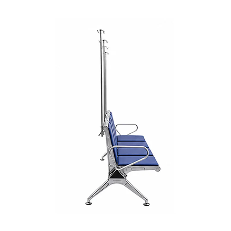 side view of clinic 5 seat waiting chair demonstrating uniform beam design and floor stability.