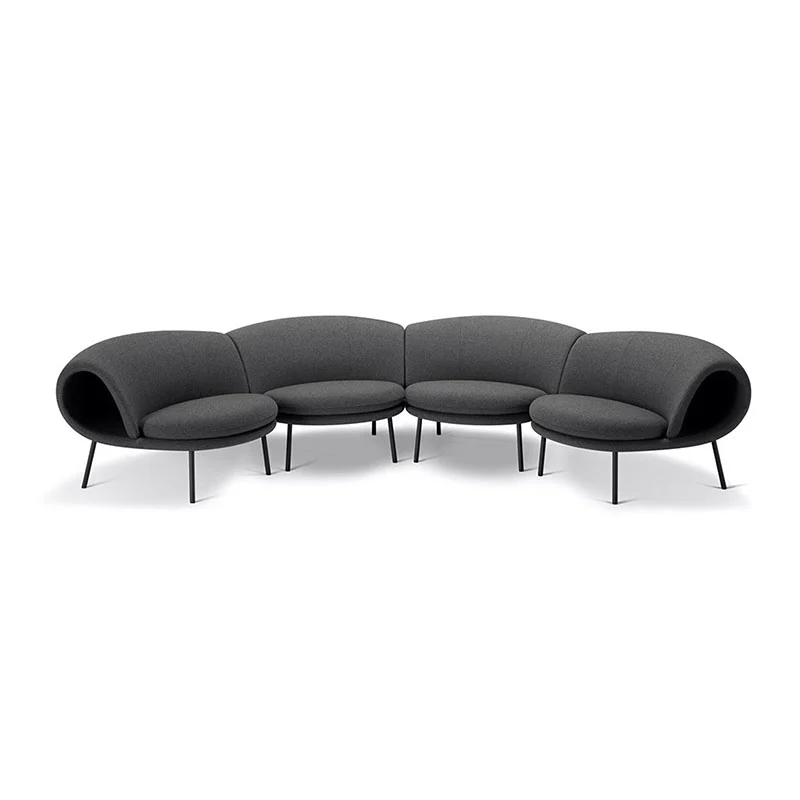 fabric 1 seater sofa for collaborative office space and huddle rooms with modern low back design