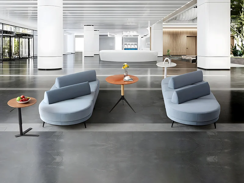 fabric banquette seating for dmv government waiting area with linear design for space efficiency and durability
