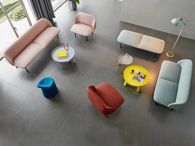fabric lounge cube for open plan office quiet zone with acoustic panels for focused individual seating