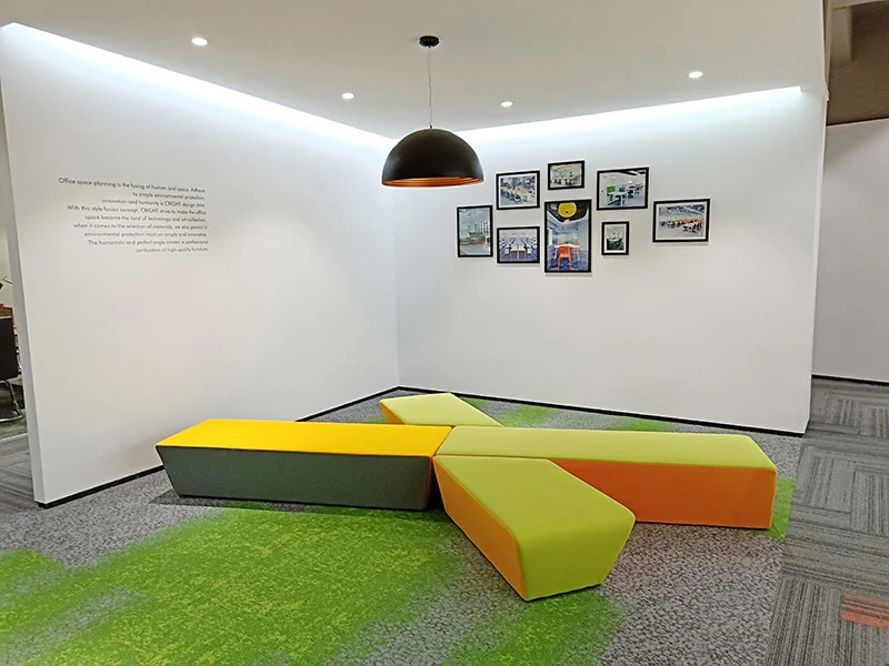 fabric modular seating for indoor tram station passenger hall with configurable layout for daily commuters