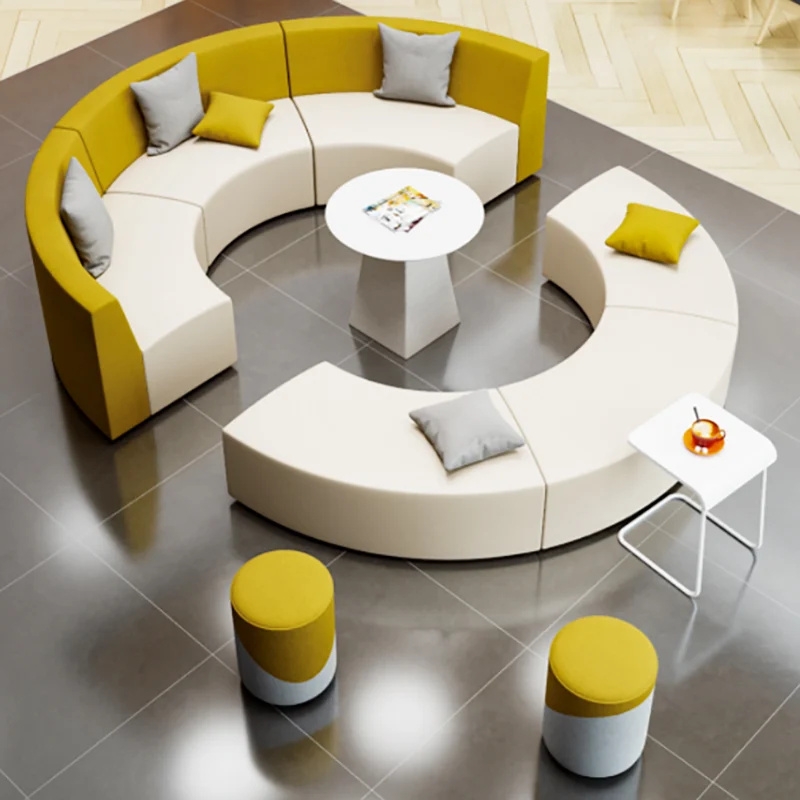 fabric modular seating for school media center with colorful cushions for collaborative learning and group reading
