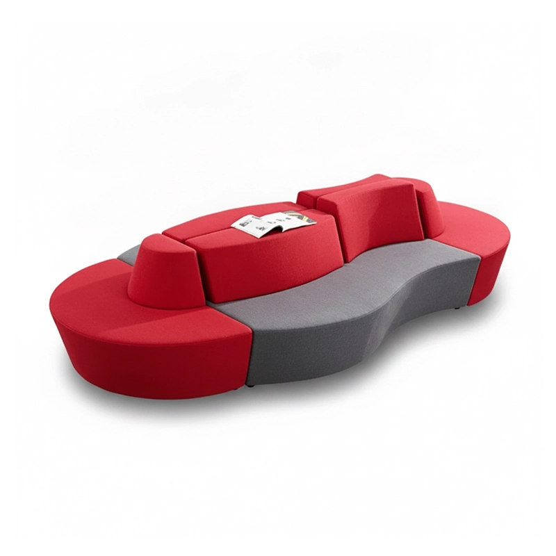 fabric nap sofa for office wellness room with flat reclining position and privacy headrest for power naps