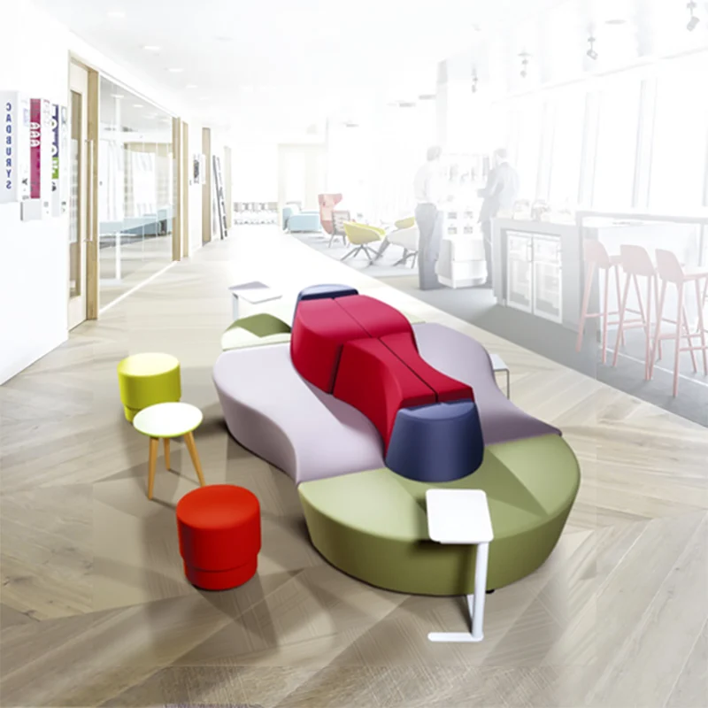 fabric nap sofa for office wellness room with flat reclining position and privacy headrest for power naps