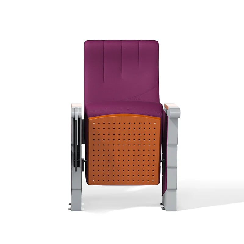 Auto tipping up auditorium chair for easy cleaning between cinema showtimes.