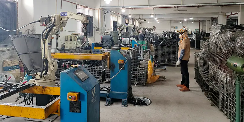 Automated robotic production line for airport waiting chairs with 30+ robotic arms