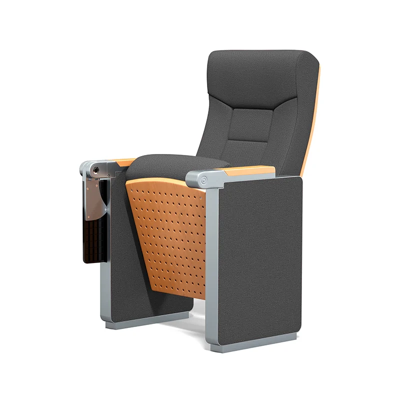 Durable wear resistant fabric auditorium chair for high cycle school use.
