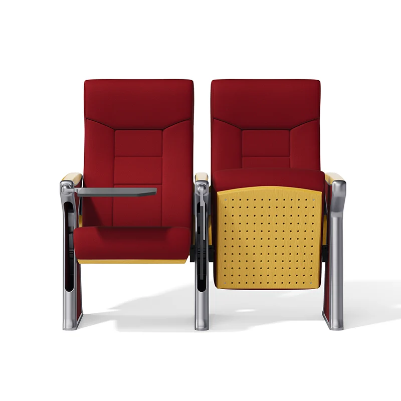 Complete auditorium seating chair with gravity lift for maintenance access.