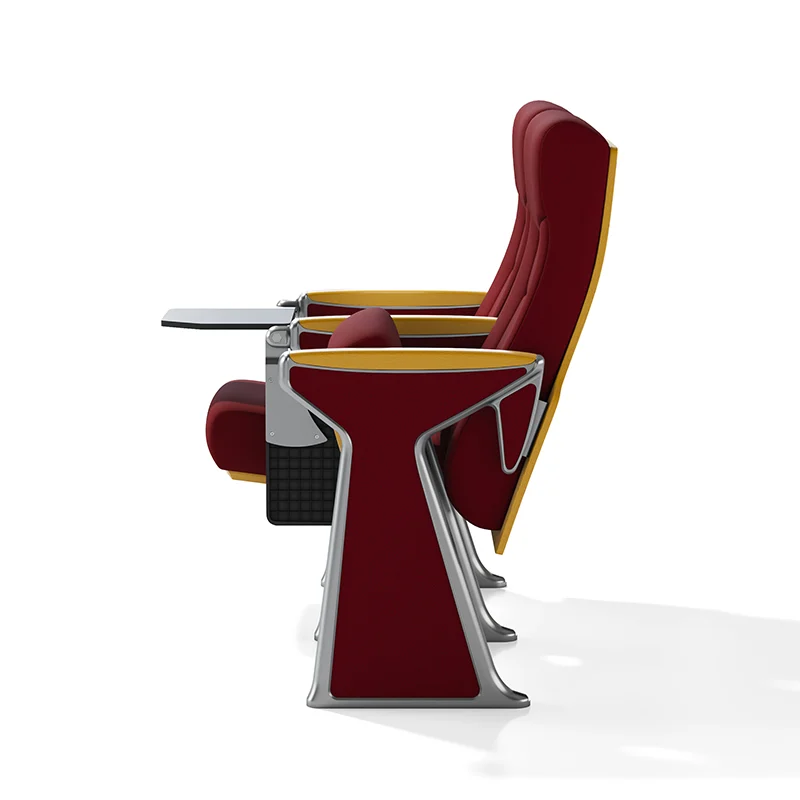 Complete auditorium seating chair with gravity lift for maintenance access.