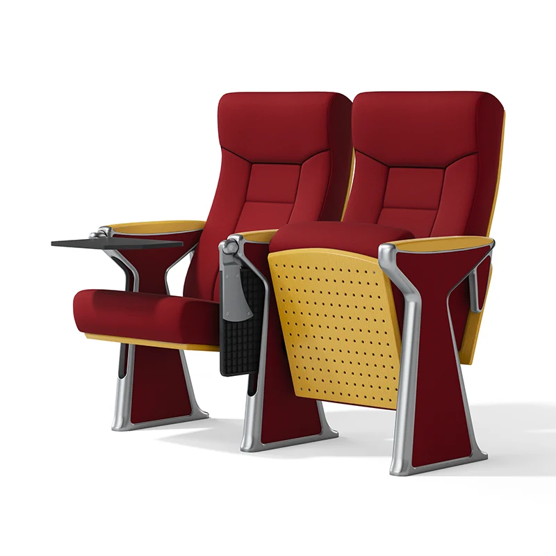 Complete auditorium seating chair with gravity lift for maintenance access.