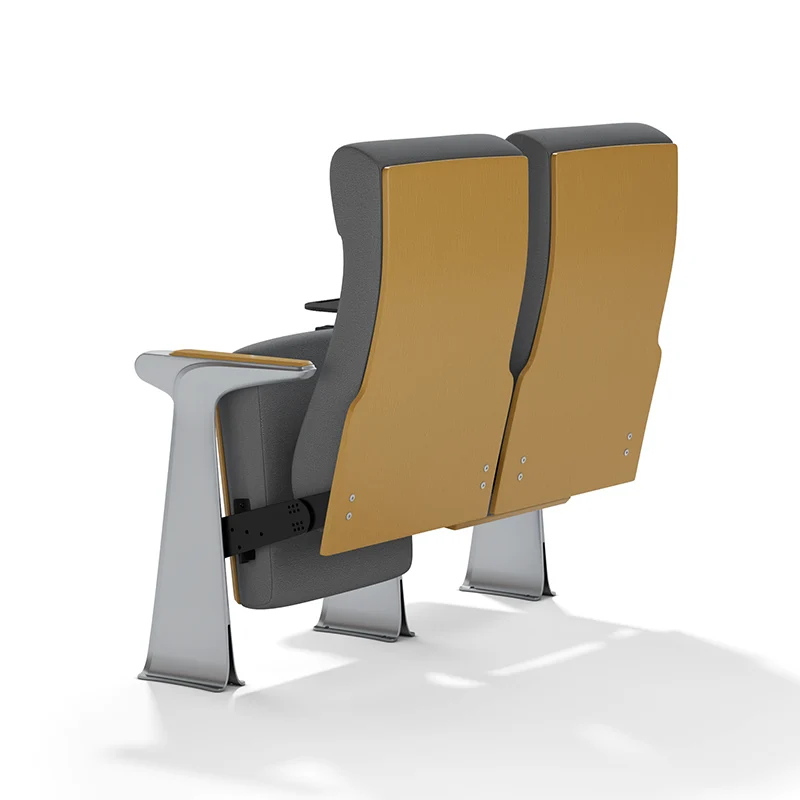 Complete auditorium seating chair with gravity lift for maintenance access.
