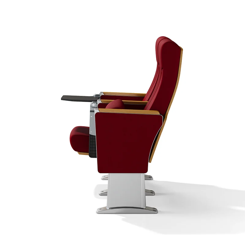 Complete auditorium seating chair with gravity lift for maintenance access.
