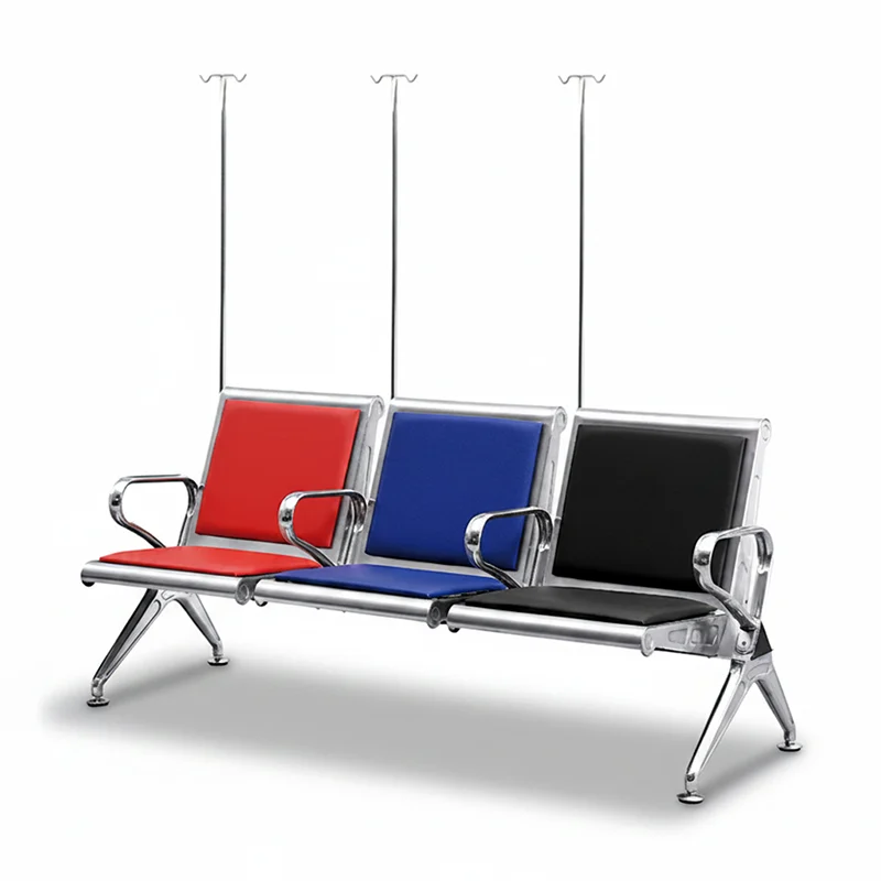 hospital 3 seater waiting chair with heavy duty frame and pu upholstery for general patient seating.
