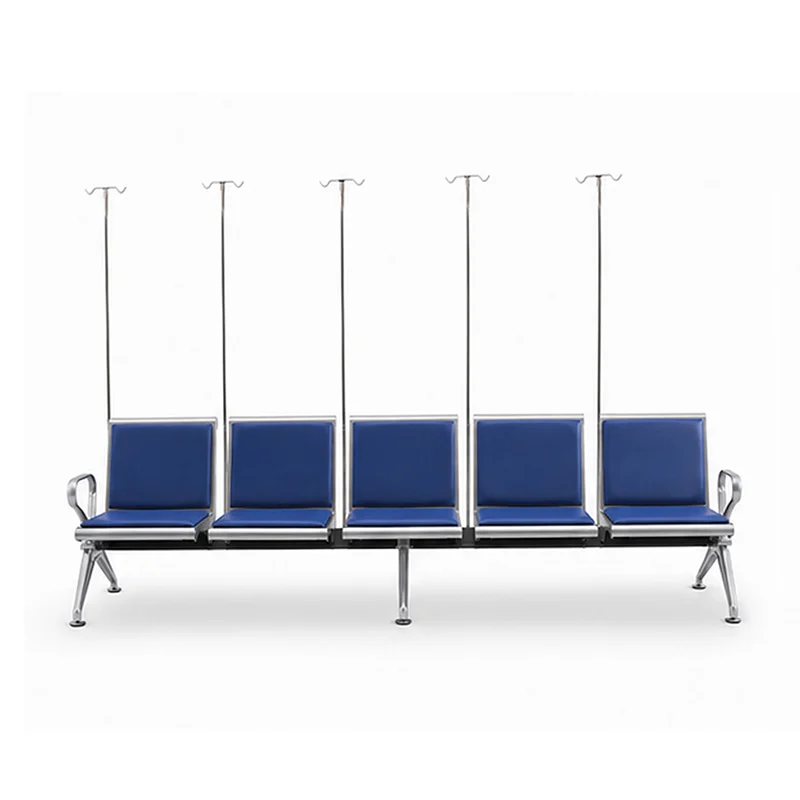 hospital 5 seat bench with standard seat height for easy sit-to-stand patient transfer.