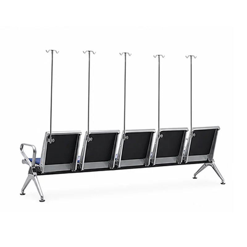 back structure of hospital 5 seater bench with integrated ventilation and easy-clean panel.