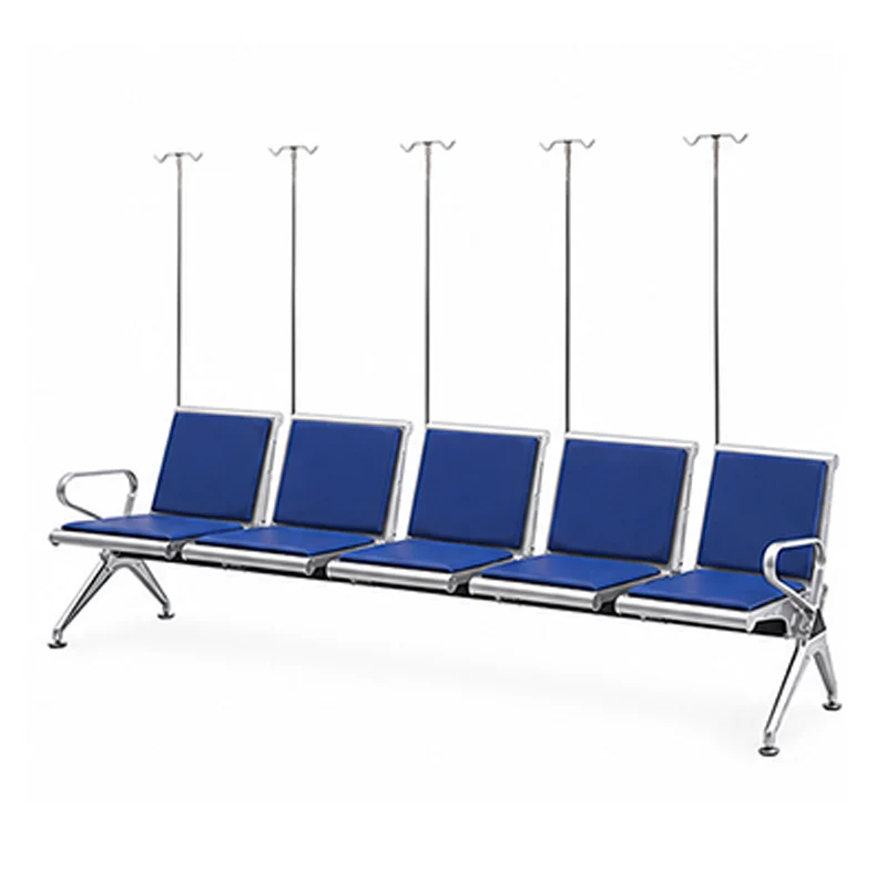 hospital 5 seater waiting bench with industrial grade frame and pu upholstery for large waiting halls.