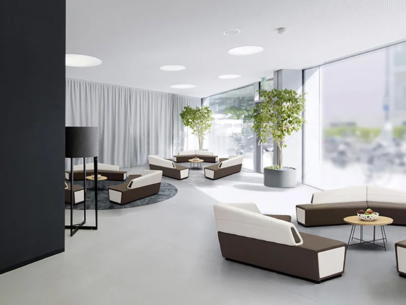 leather lounge sofa for breakout area in office meeting floor with casual design for employee collaboration