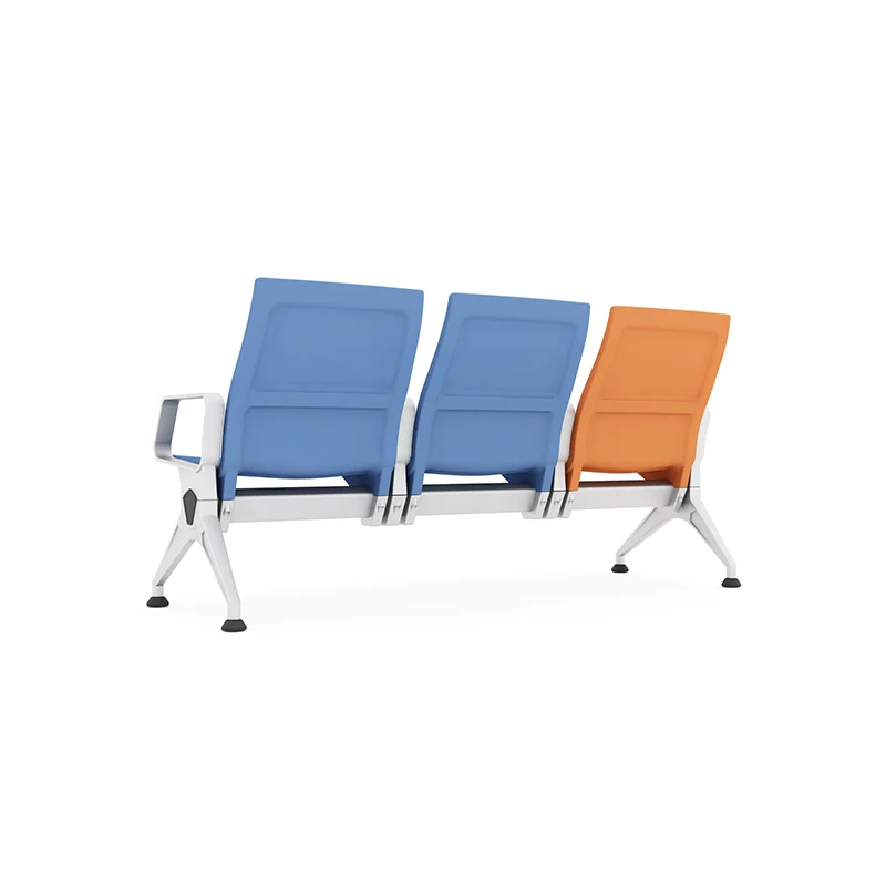 Blue hospital waiting chair for pediatric clinic creating calm environment for children.