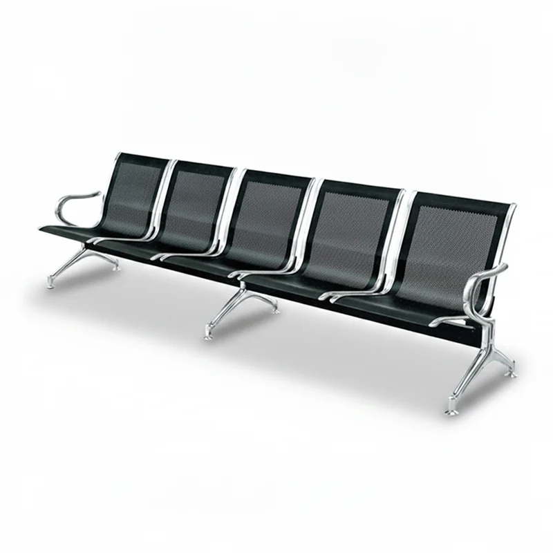 5 seater heavy duty waiting bench with reinforced frame for high traffic public area.