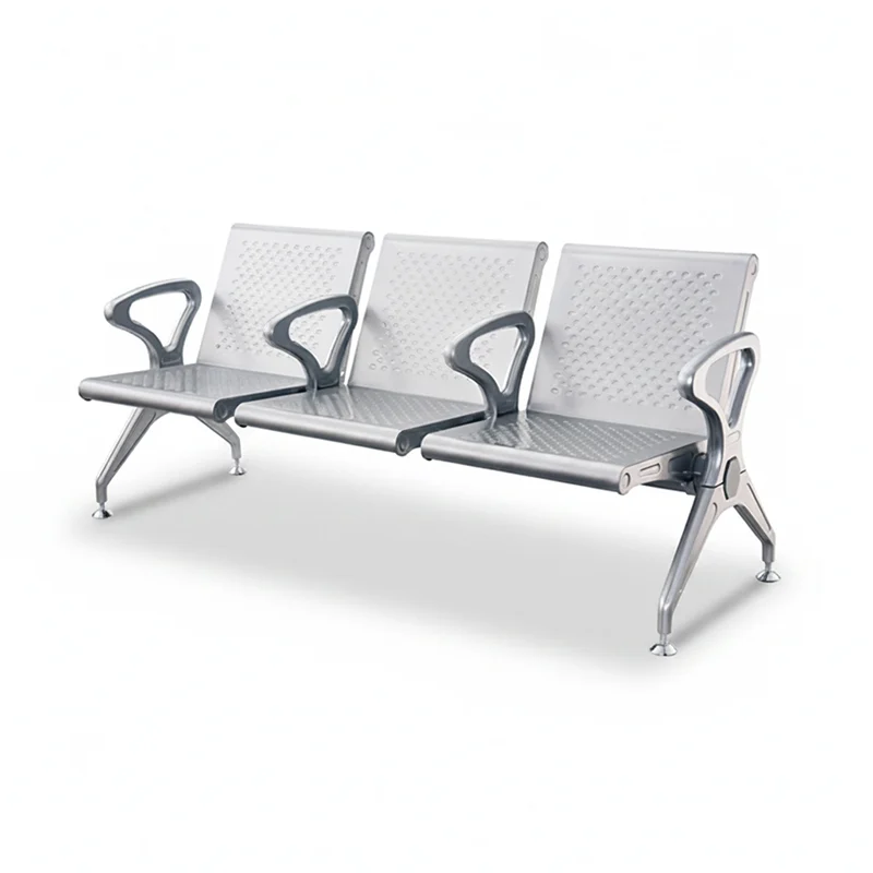 Heavy duty steel frame hospital chair supporting bariatric patient in medical facility.