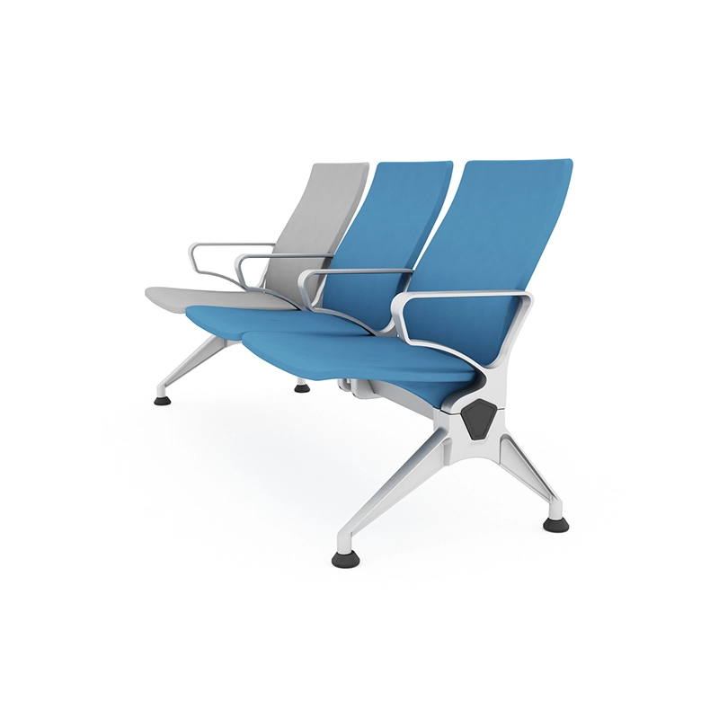 Orthopedic clinic waiting chair with firm support for post surgery patient.