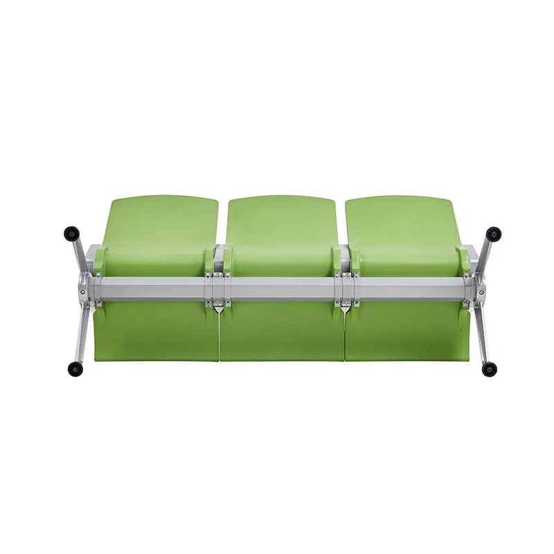 Hospital infusion area waiting chair with IV pole attachment for patient convenience.