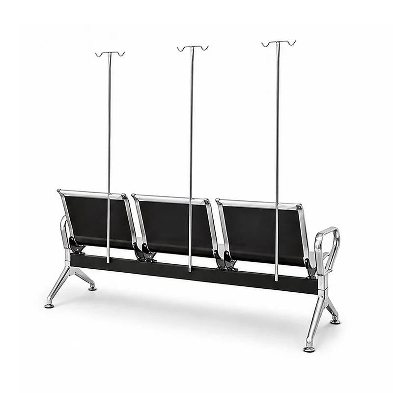 hospital lobby 3 seat chair installed in main waiting zone with floor anchors for security.