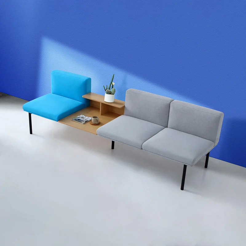 3-seater leather waiting bench with chrome sled base and padded armrests, modern commercial seating for corporate office lobbies and executive reception.