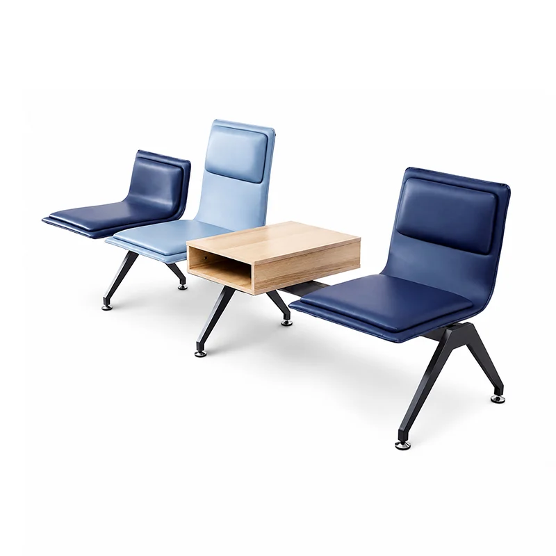 3-seater bench with attached side table and cup holder, classic airport lounge seating for executive waiting areas.