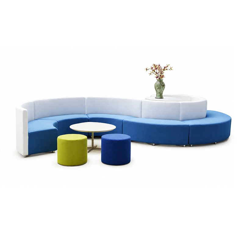 modern commercial fabric lobby sofa for hotel reception area with high density foam and tufted backrest in beige color