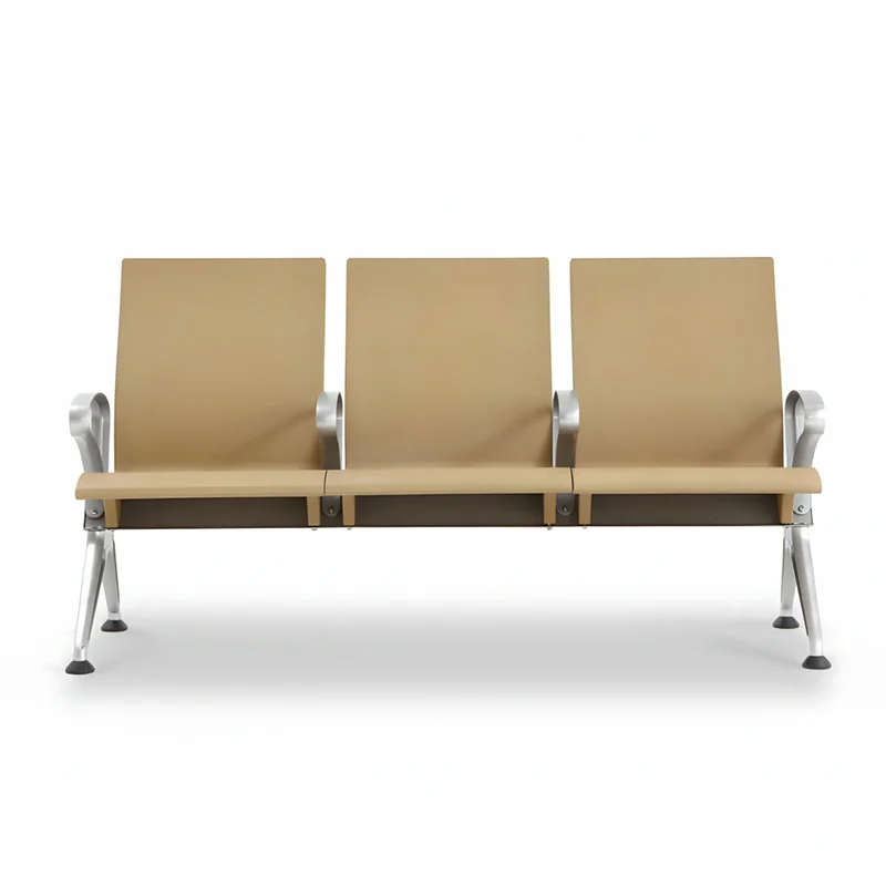 Integral skin PU foam on airport chair for durable non absorbent surface.