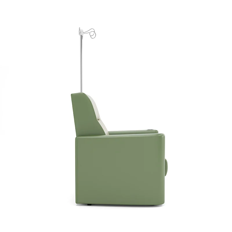 pu infusion chair made of hospital-grade flame-retardant material meeting medical safety standards.