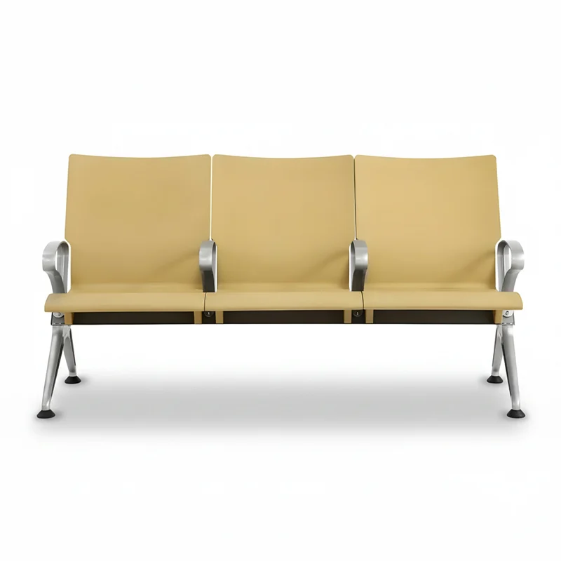 Detachable backrest cushion on PU waiting chair for cleaning access.