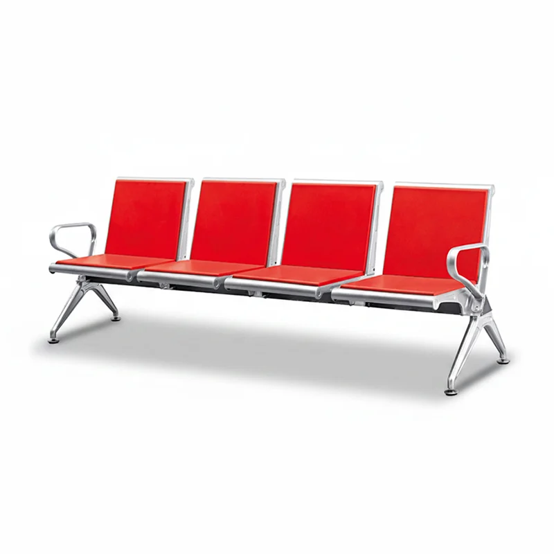 Railway station indoor waiting bench with comfortable PU cushion for passenger comfort.