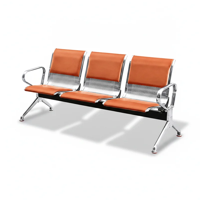 Railway station overpass waiting bench with anti slip surface for safety.