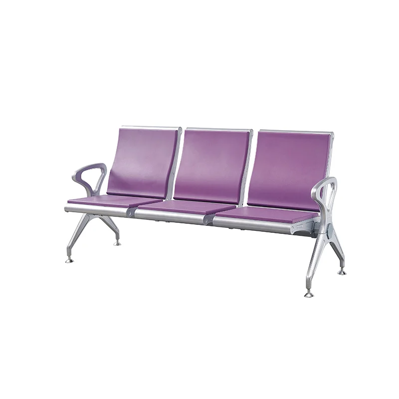 Railway station passenger lounge seating with comfortable PU cushion for long wait.