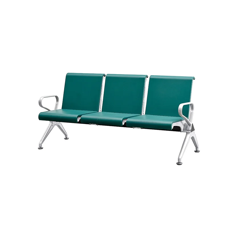 Railway station shelter waiting bench with drainage holes for outdoor platform use.