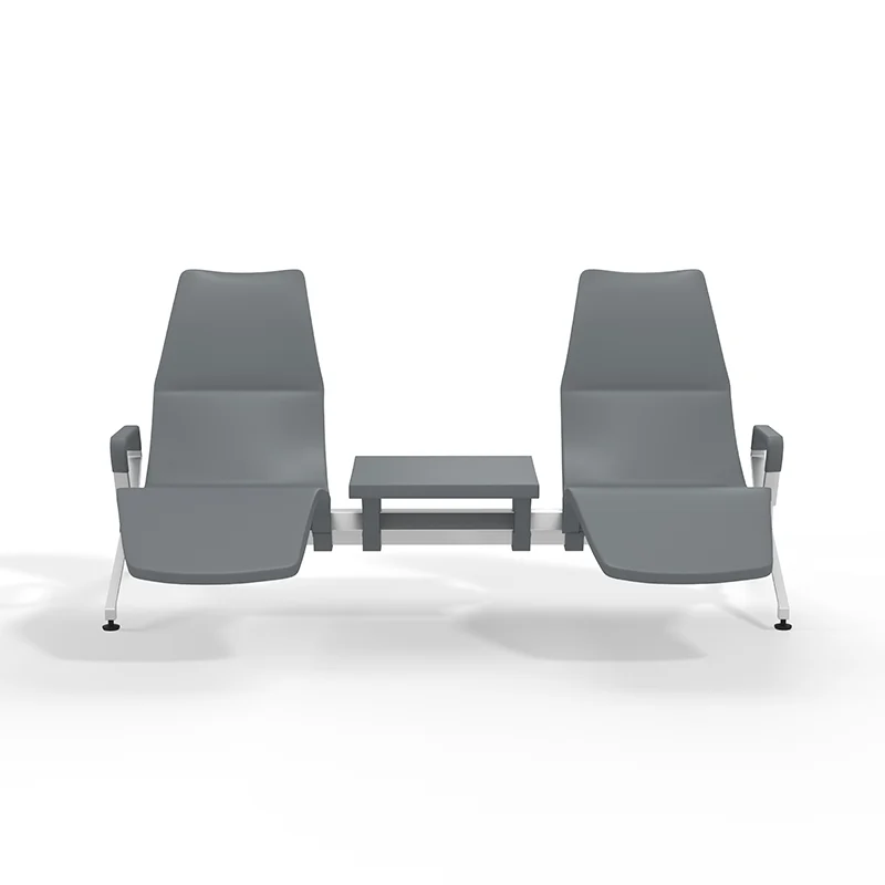 Single aluminum airport chair for observation deck with weather resistant coating.