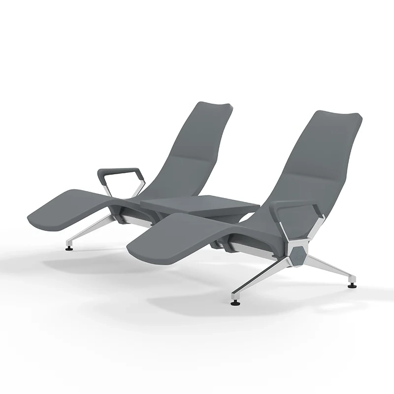 Single PU airport chair with both armrests for VIP lounge personal space.