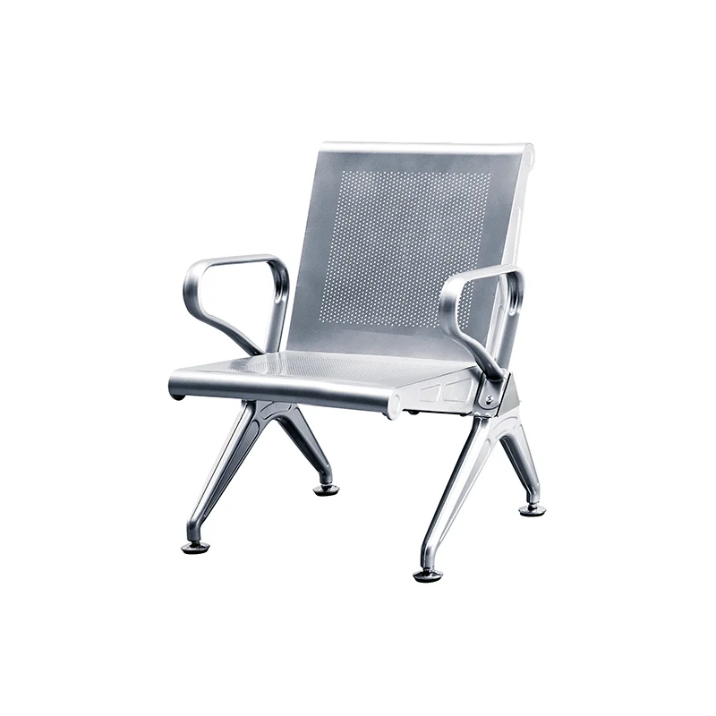 Single seater stainless steel waiting chair for isolation area or security checkpoint.