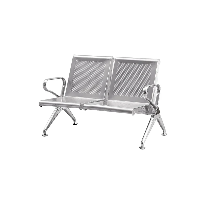 Anti fingerprint clear coat on stainless airport chair for low maintenance.