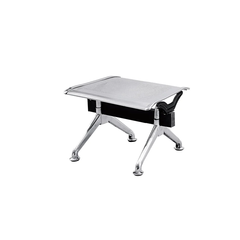1-seat stainless steel continuous waiting bench without armrests for large public hall. Heavy-duty commercial.