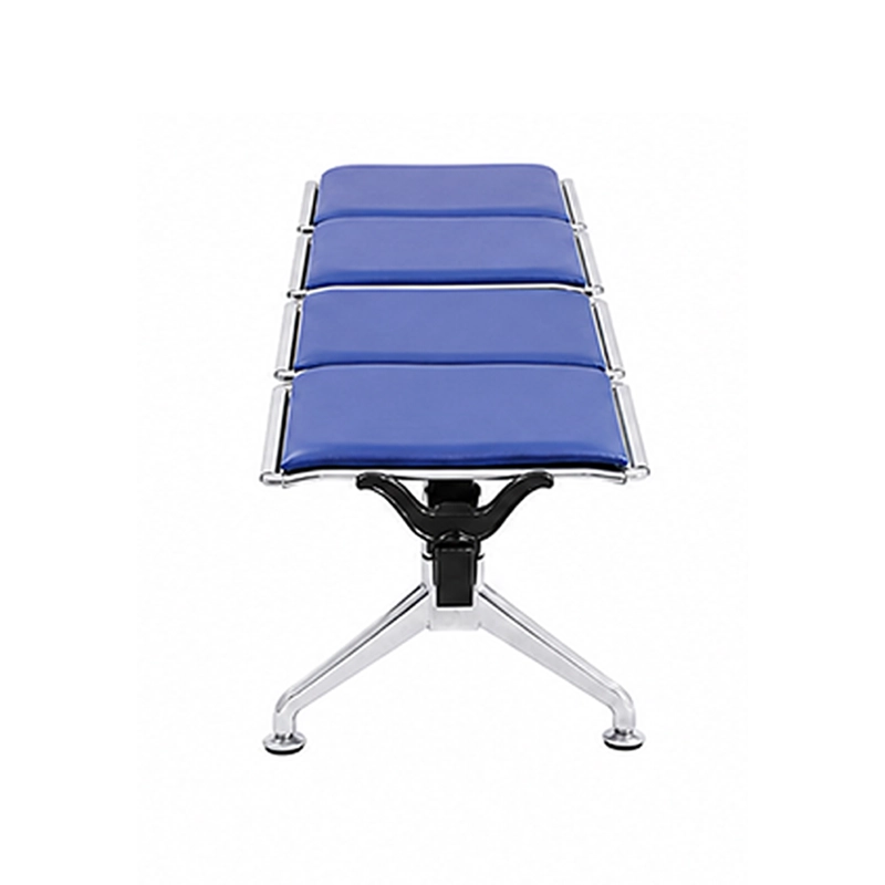 2-seat stainless steel heavy-duty metal bench no armrests for hospital corridor. Durable public seating.