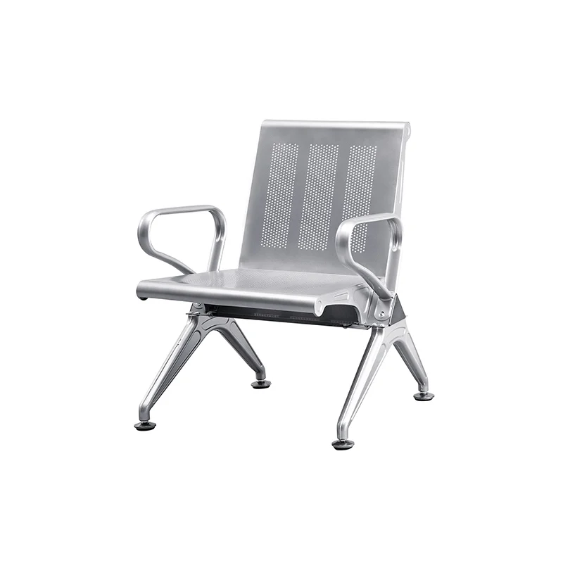 2 seater stainless steel bench for airport arrival hall with luggage space under seat.