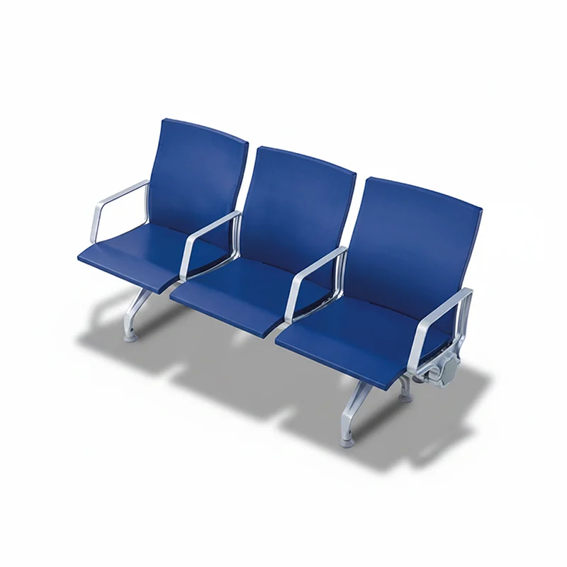 Close up of high density foam cushion on waiting chair for long sitting comfort.