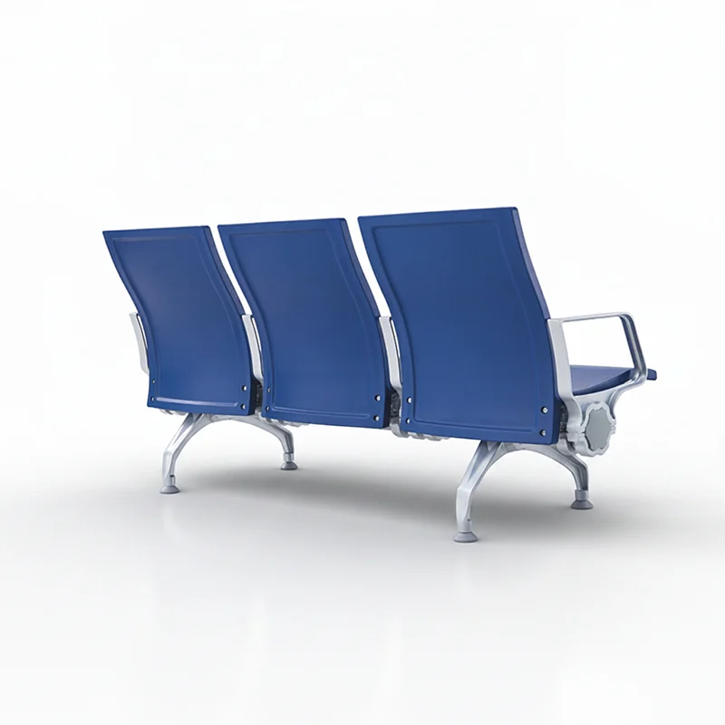 Close up of high density foam cushion on waiting chair for long sitting comfort.