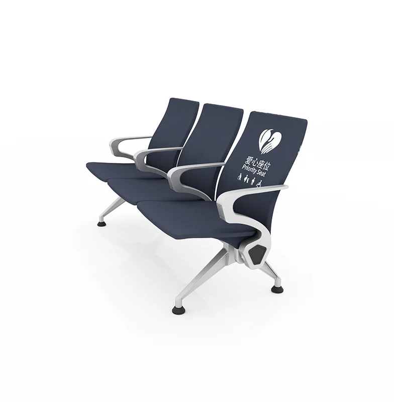Certification label on waiting chair showing BIFMA or ANSI compliance.